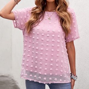 Swiss Dot Round Neck Blouse